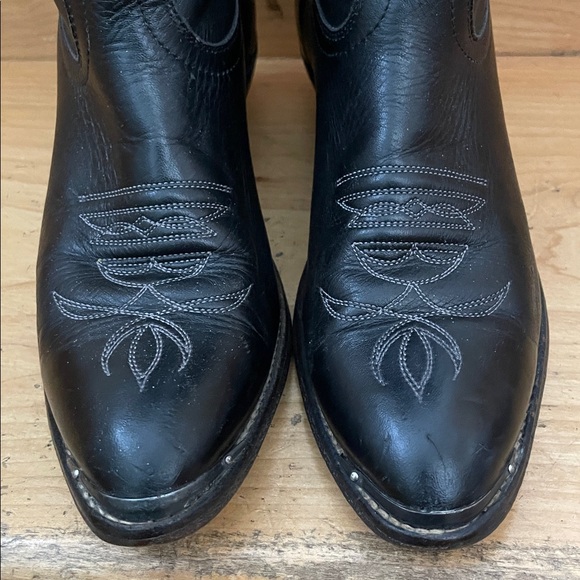 Boulet|Vintage |Black/Silver |Stitched Detailed |Western |Cowboy Boots |Size 7.5 - Picture 6 of 16
